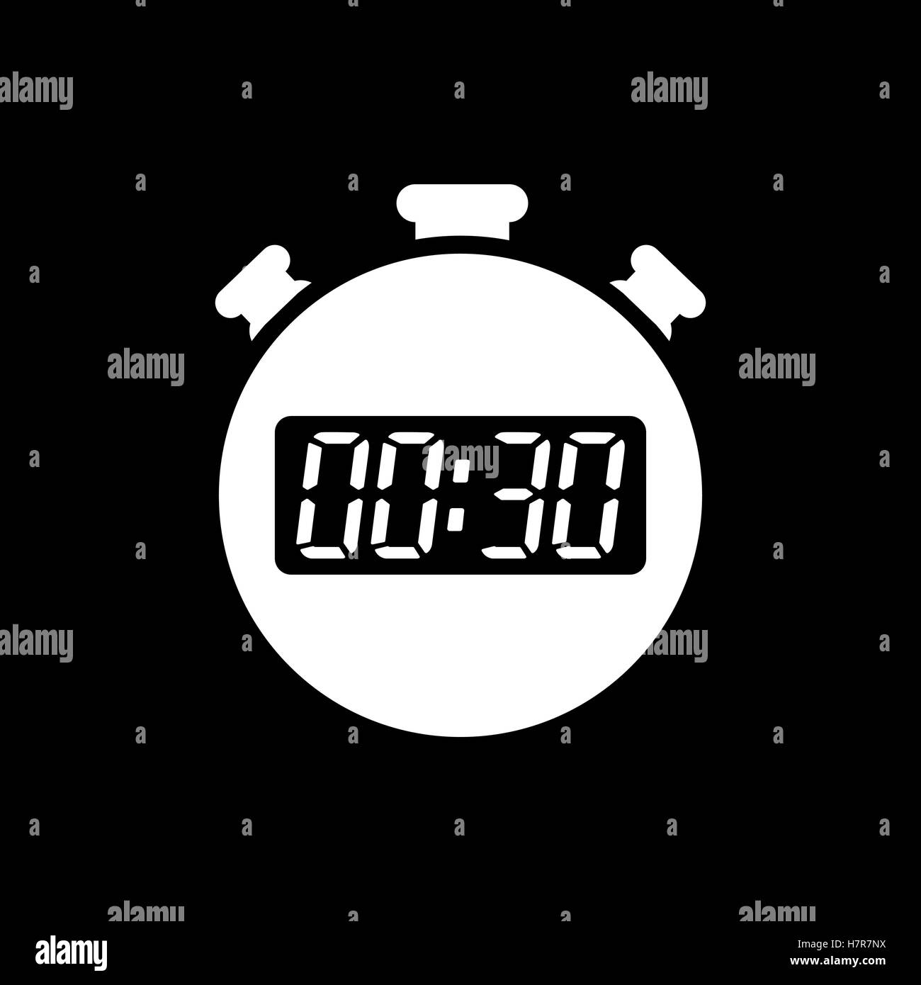 The 30 seconds, minutes stopwatch icon. Clock and watch, timer