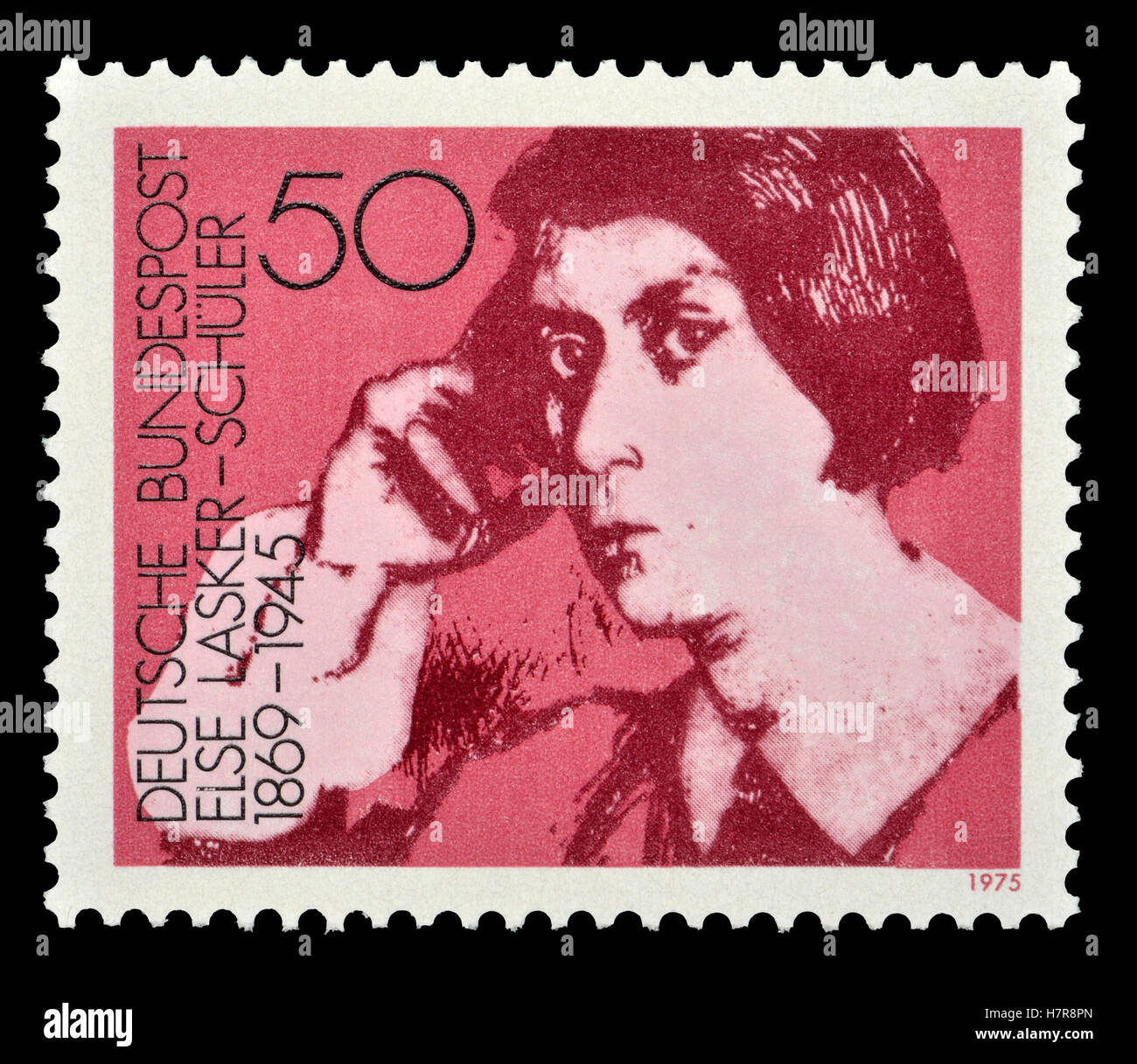 German postage stamp (1975)  : Else Lasker-Schuler (1869-1945) Jewish German poet and playwright Stock Photo