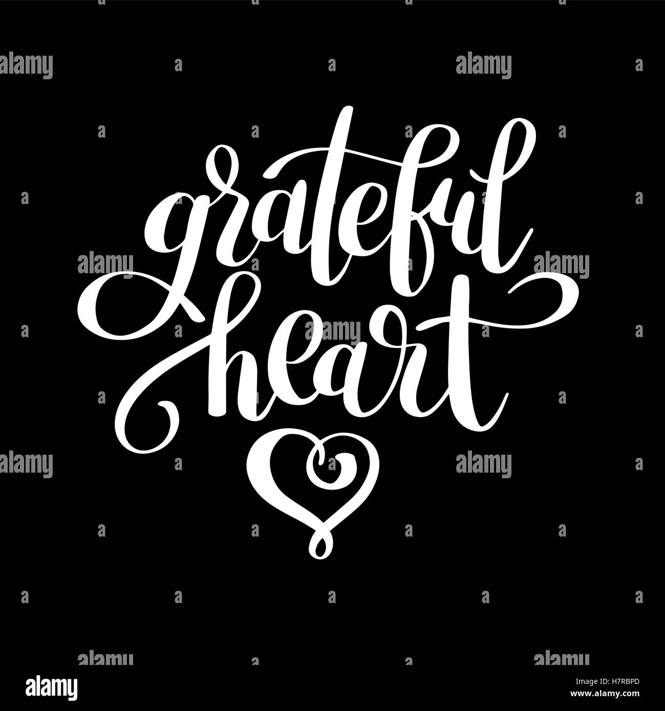 grateful heart black and white handwritten lettering inscription Stock Vector Image & Art Alamy