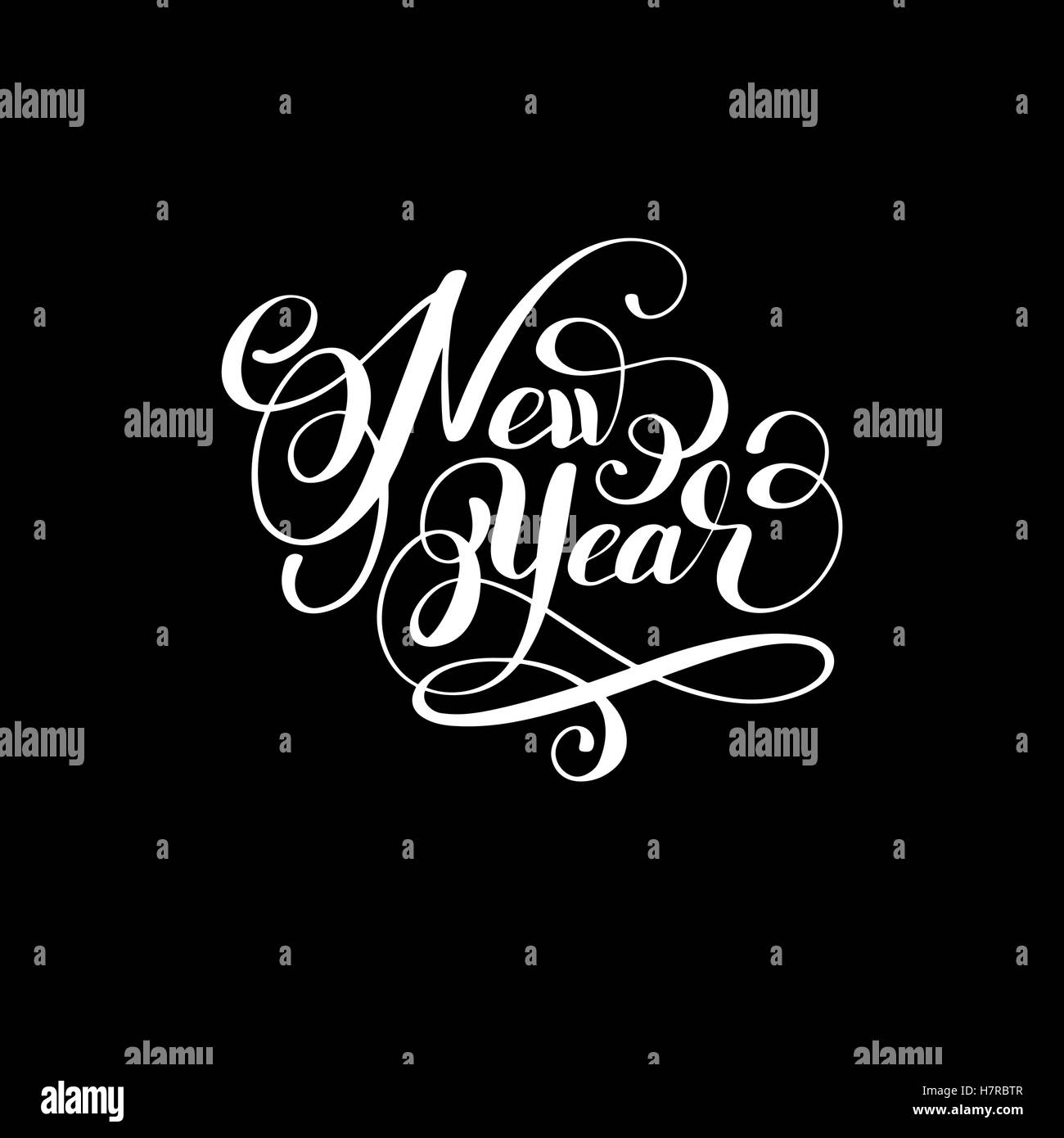 new year holiday calligraphy handwritten inscription Stock Vector