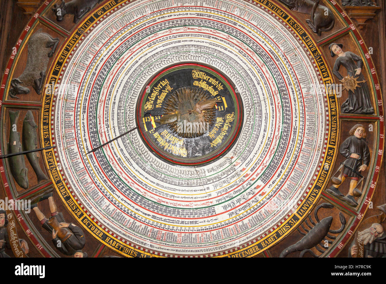 Lower part of Astronomical clock, St Mary’s Church, Marienkirche, Rostock, Mecklenburg-Vorpommern, Germany Stock Photo