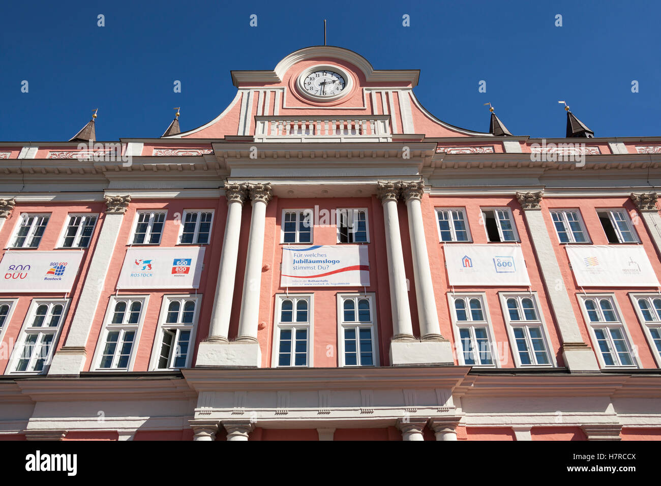 Town Hall, Rathaus, Neuer Markt, Rostock, Mecklenburg-Vorpommern, Germany Stock Photo
