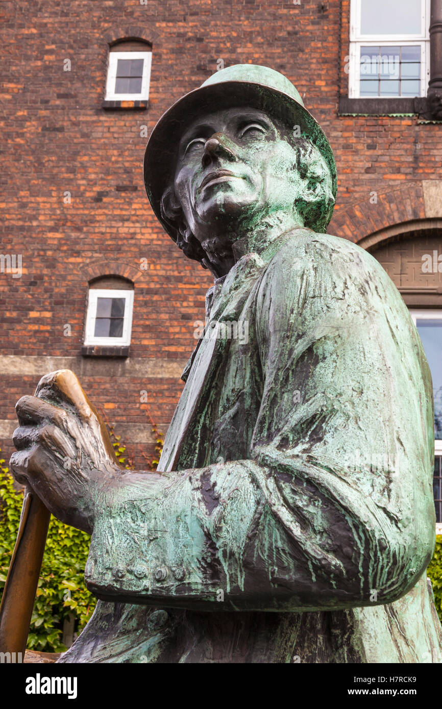 Hans Christian Andersen statue, near City Hall Square, Copenhagen, Denmark Stock Photo