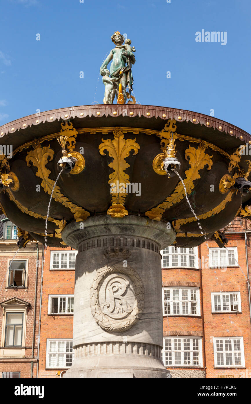 Caritas Fountain, also called Caritas Well, Gammeltorv, Copenhagen, Denmark Stock Photo