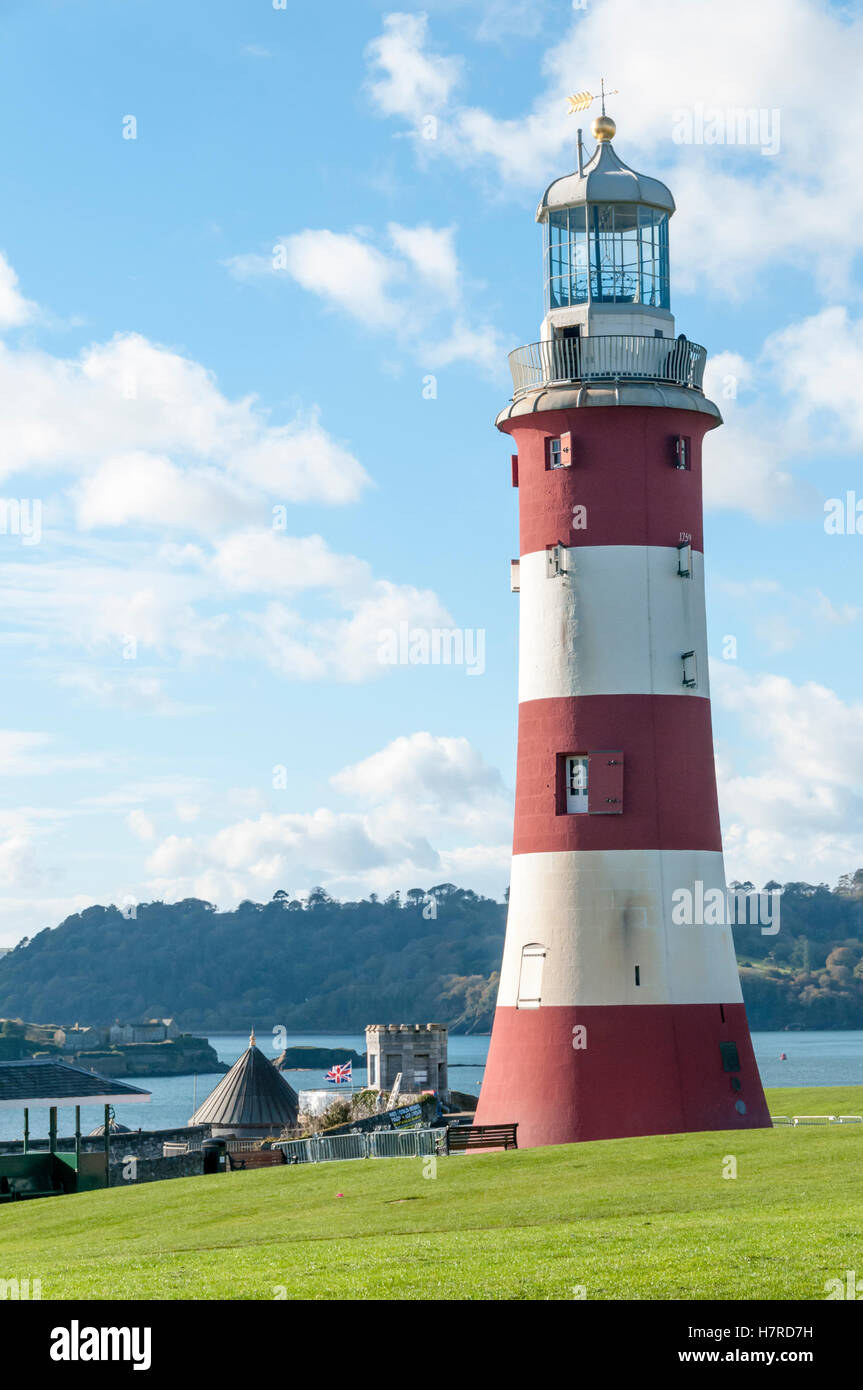 Smeaton's Tower on Plymouth Hoe is the relocated and restored third ...
