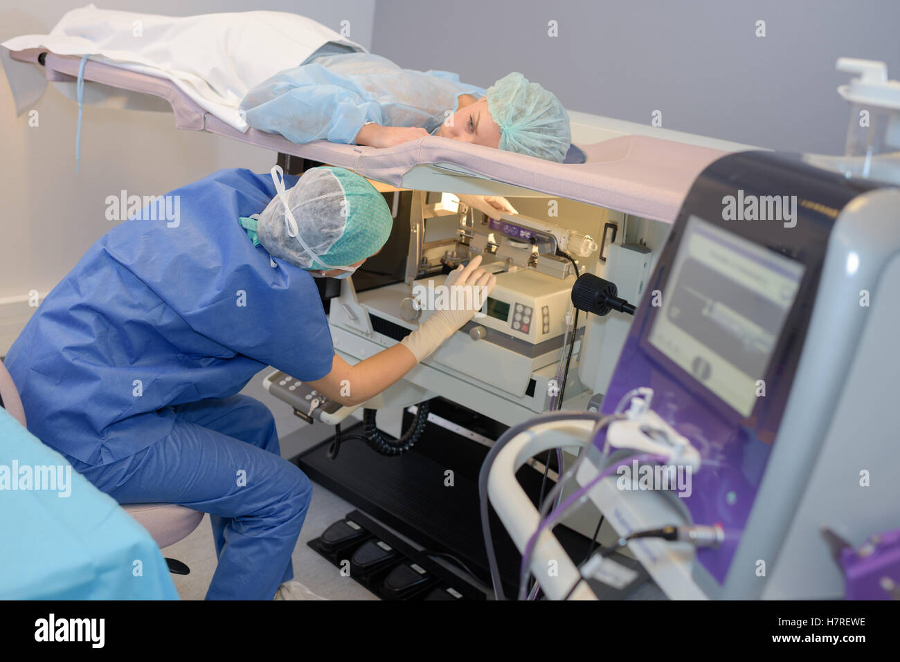 prepping a patient Stock Photo