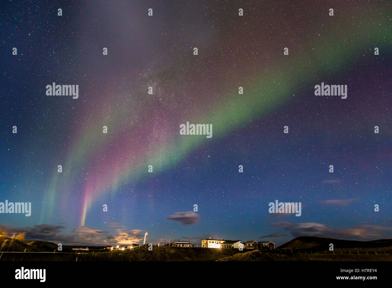 Aurora borealis and part of Milky way in Myvatn Iceland Stock Photo Alamy