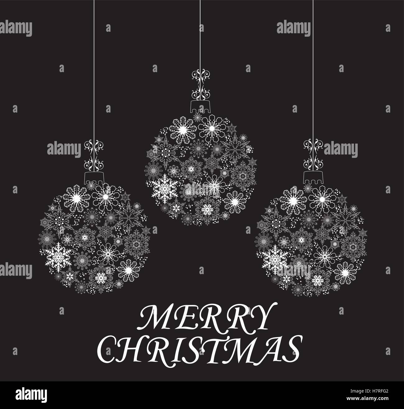 vector illustration of a Christmas card with snowflake balls Stock ...