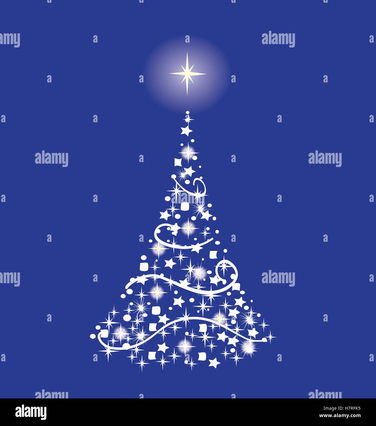 vector illustration of a Christmas tree snowflakes and lights Stock ...