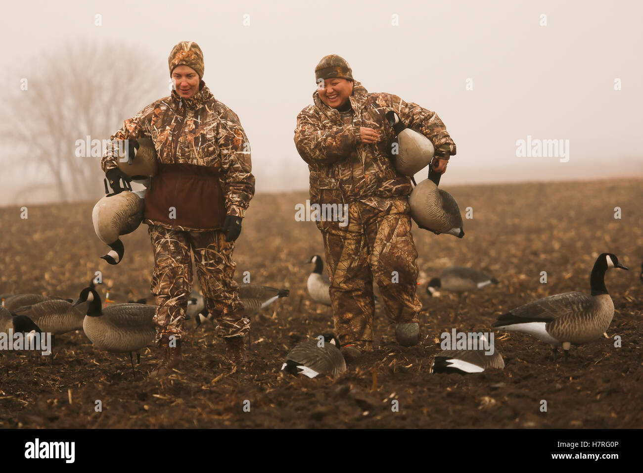 Women Learning To Field Hunt Ducks Stock Photo