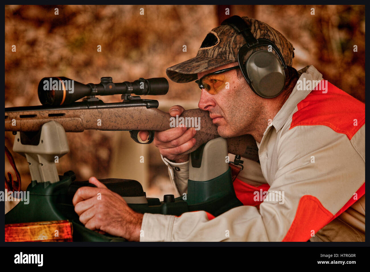Rifle Range Shooting With Hearing Protection Stock Photo Alamy