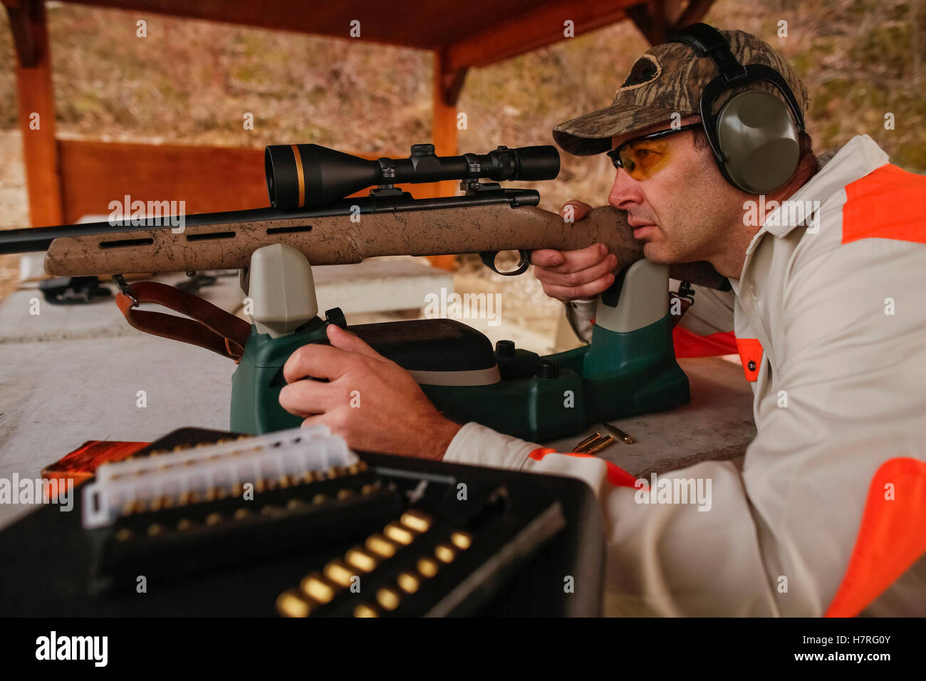 Rifle Range Shooting With Hearing Protection Stock Photo Alamy