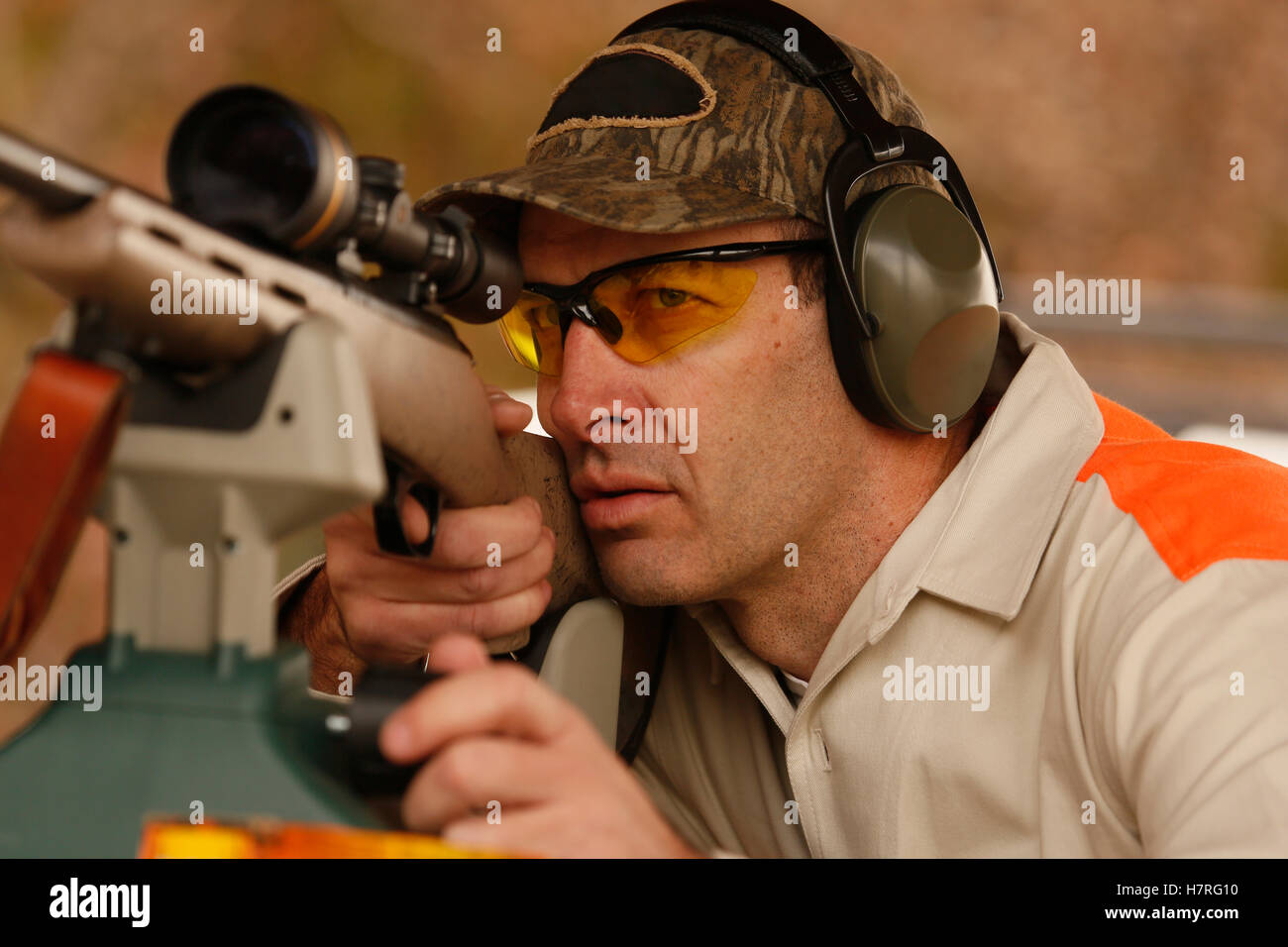 Rifle Range Shooting With Hearing Protection Stock Photo Alamy