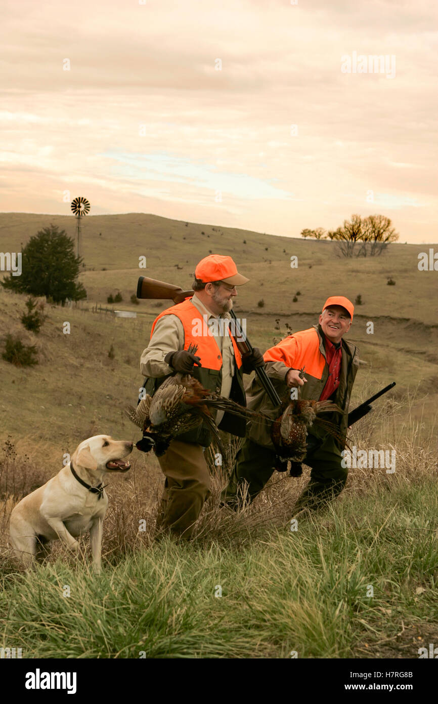 Upland Pheasant Bird Hunters On Prairie Stock Photo - Alamy