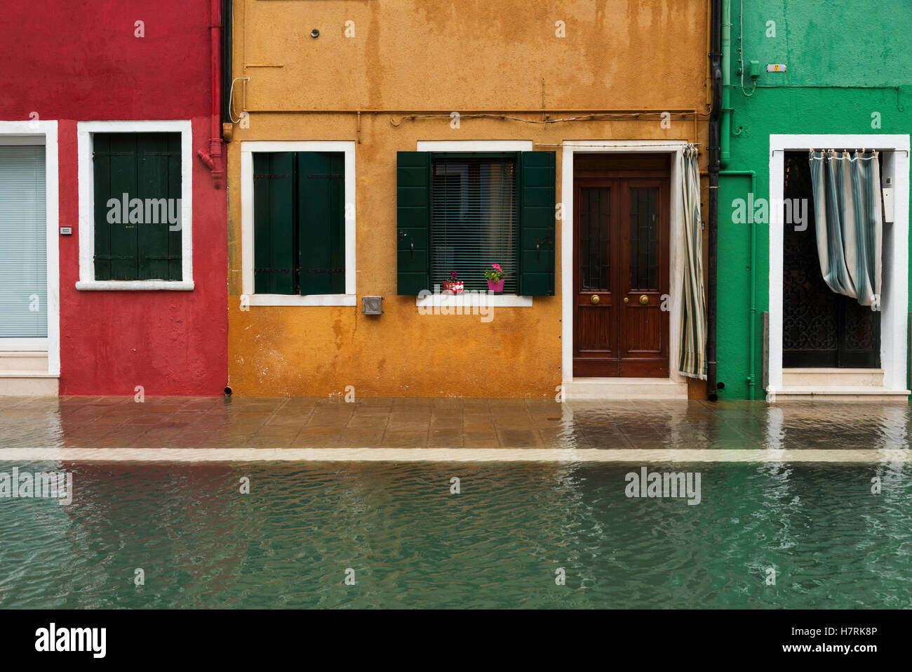 Colourful houses along a canal; Venice, Italy Stock Photo - Alamy