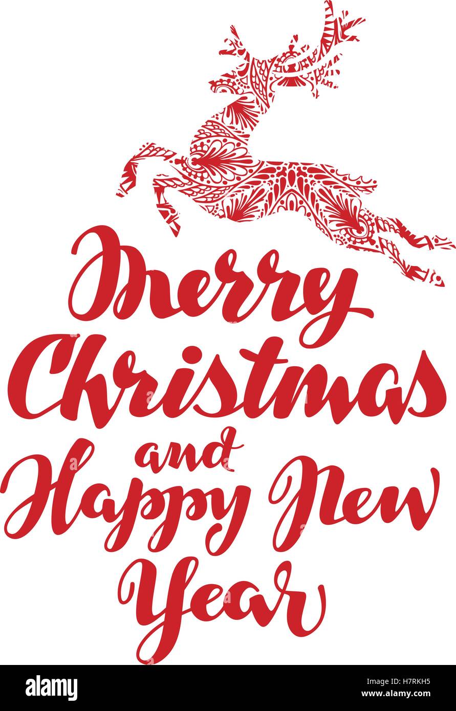 Merry Christmas. Beautiful handwritten calligraphic lettering. Vector ...