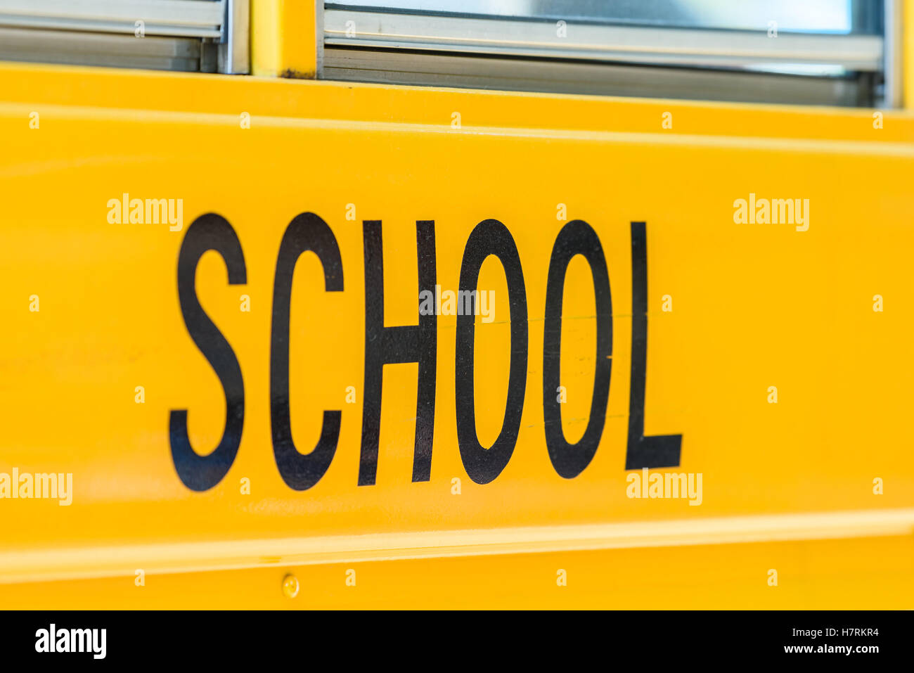 American School Bus Sign Stock Photo