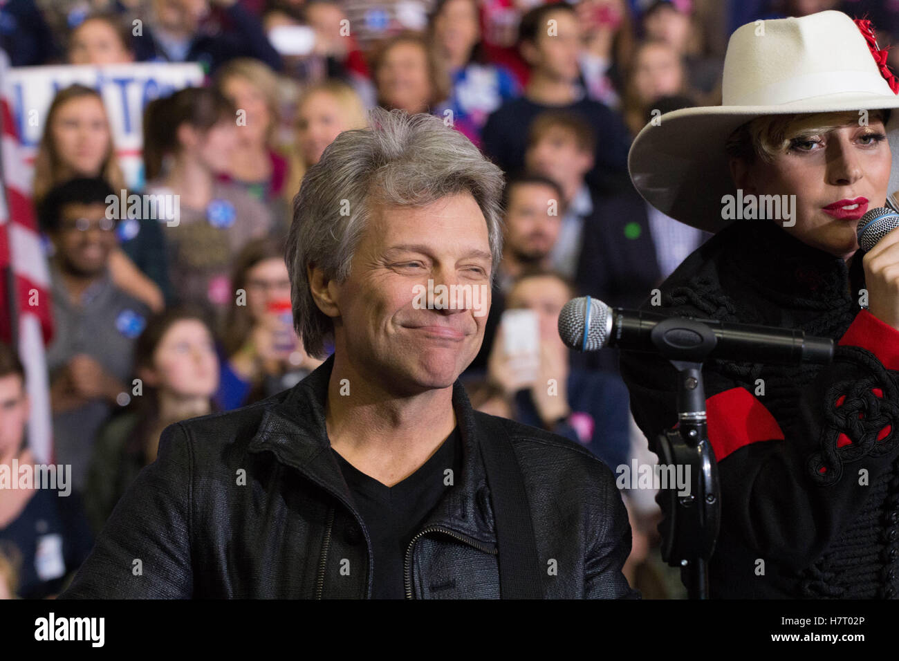 Raleigh, USA. 07th Nov, 2016. Jon Bon Jovi and Lady Gaga performs at the Clinton Final Midnight Rally in Raleigh NC Credit:  The Photo Access/Alamy Live News Stock Photo