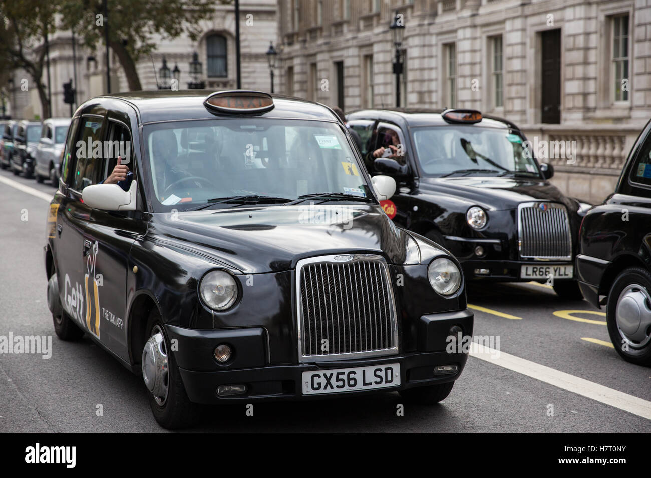 London, UK. 8th November, 2016. Black cab drivers representing the United Cabbies Group (UCG