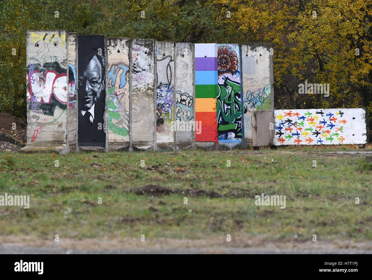 The fragments of the former Berlin wall, photographed in Teltow
