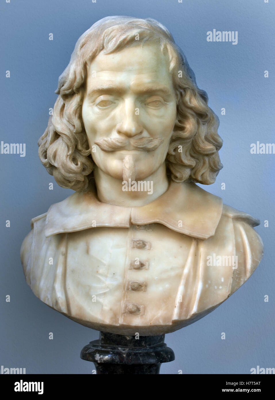 Bust of Nicolas Poussin 1594 – 1665 by Francois Duquesnoy 1597-1643  France French( Nicolas Poussin was the leading painter of the classical French Baroque style, although he spent most of his working life in Rome.) Stock Photo