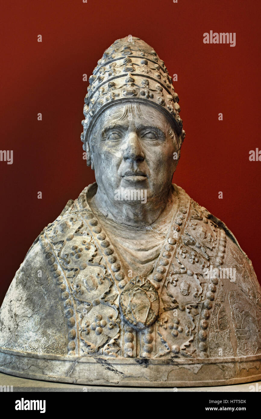 Pope Alexander VI Marble15th Century Rome Roman Italy Italian Stock Photo