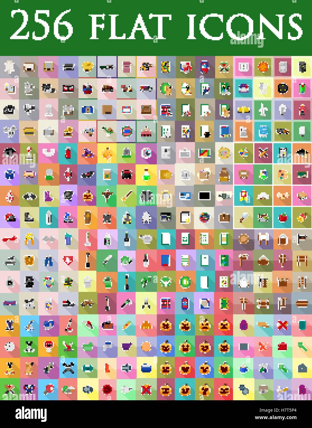 diverse set of flat icons vector illustration isolated on background ...