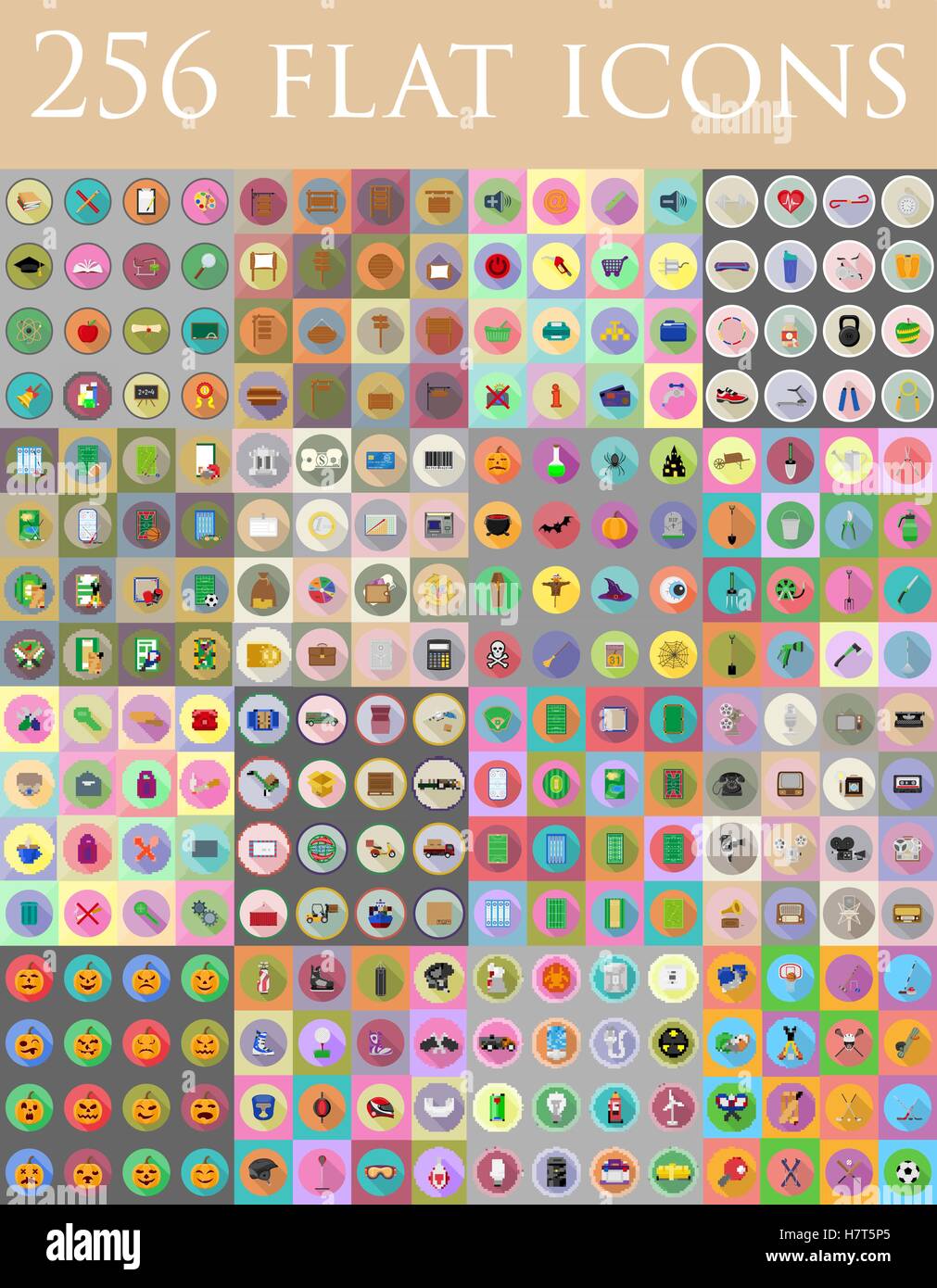 diverse set of flat icons vector illustration isolated on background ...