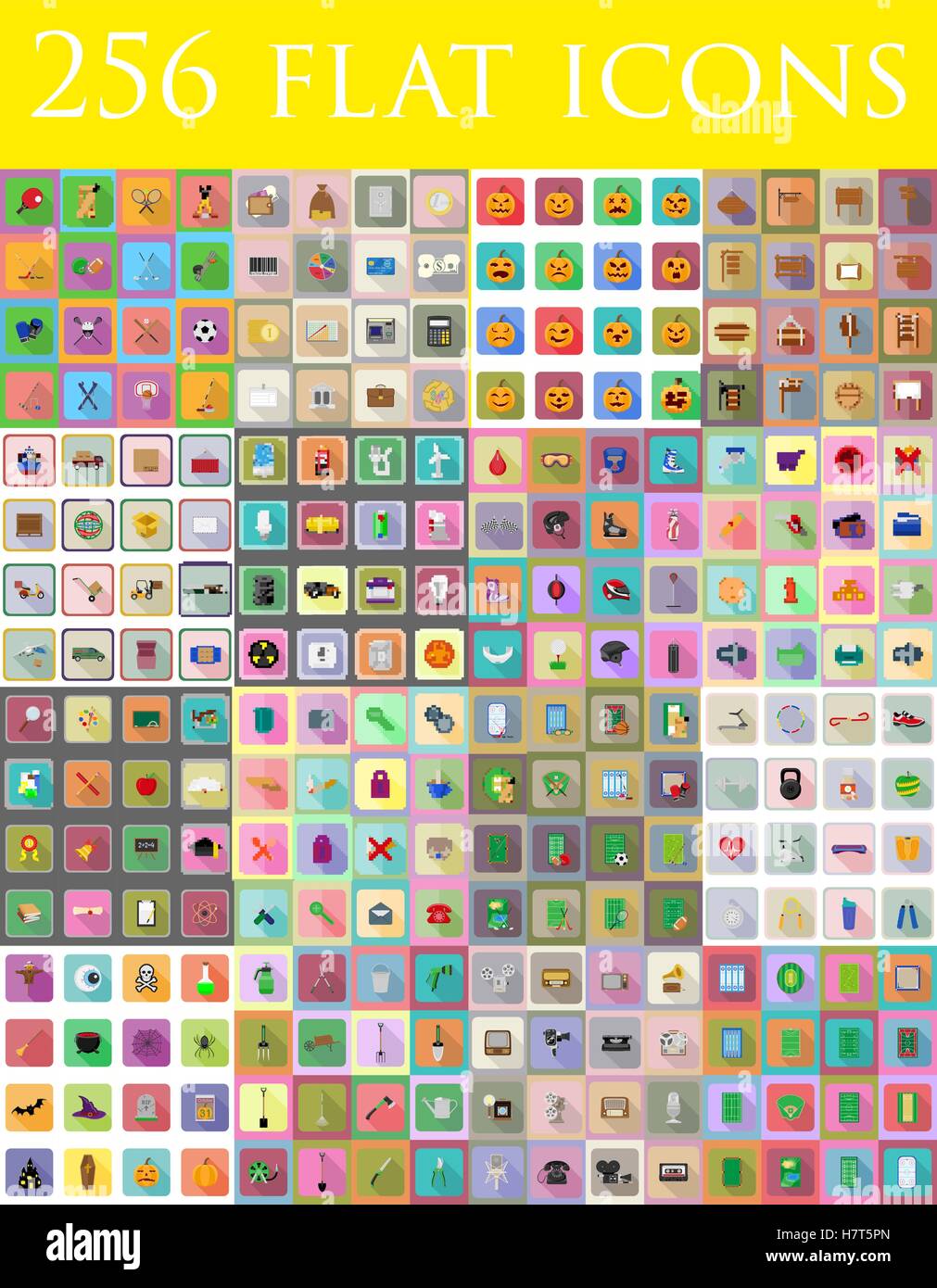diverse set of flat icons vector illustration isolated on background ...