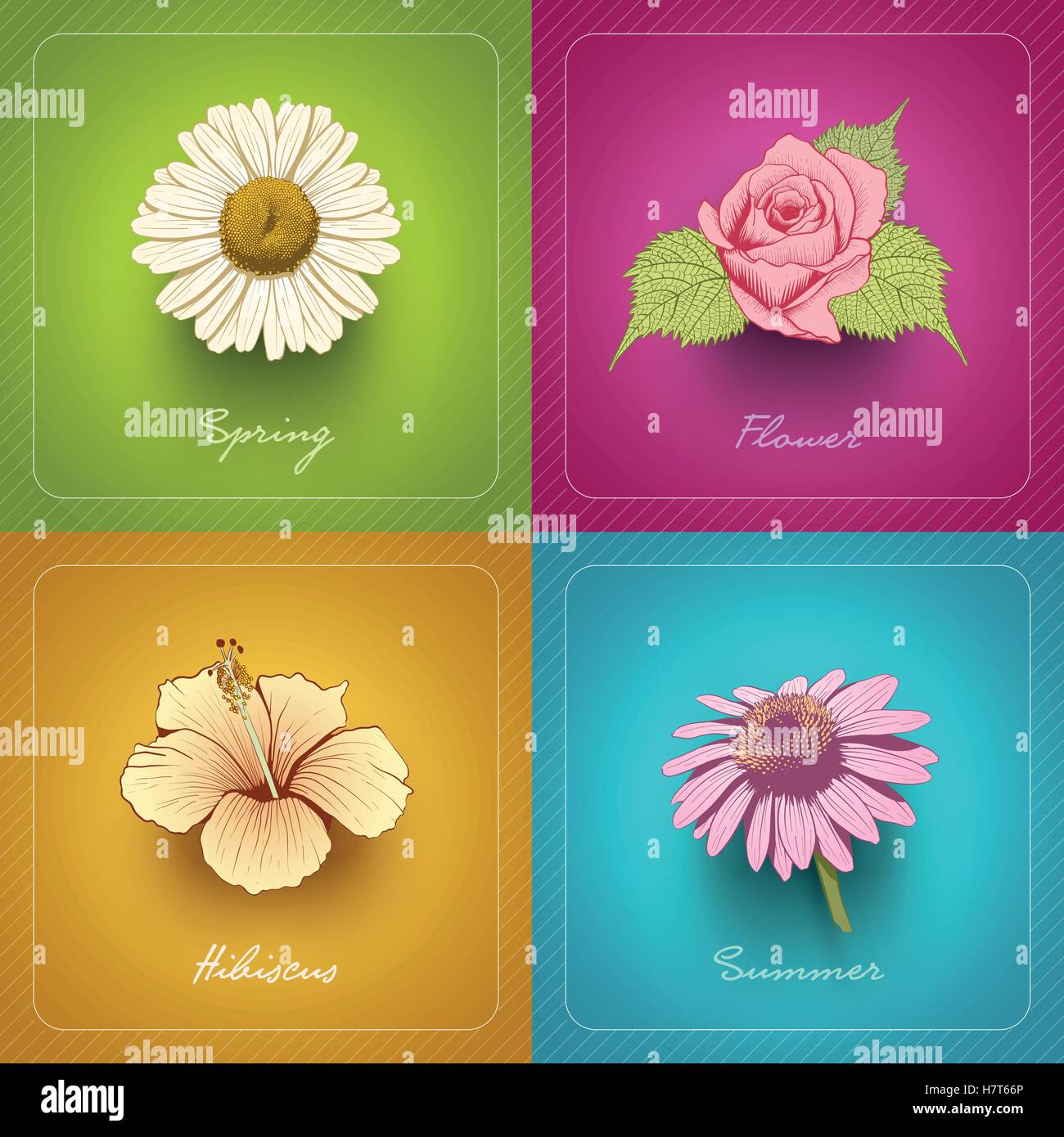 Vector modern card design collection with hand drawn flower Stock ...