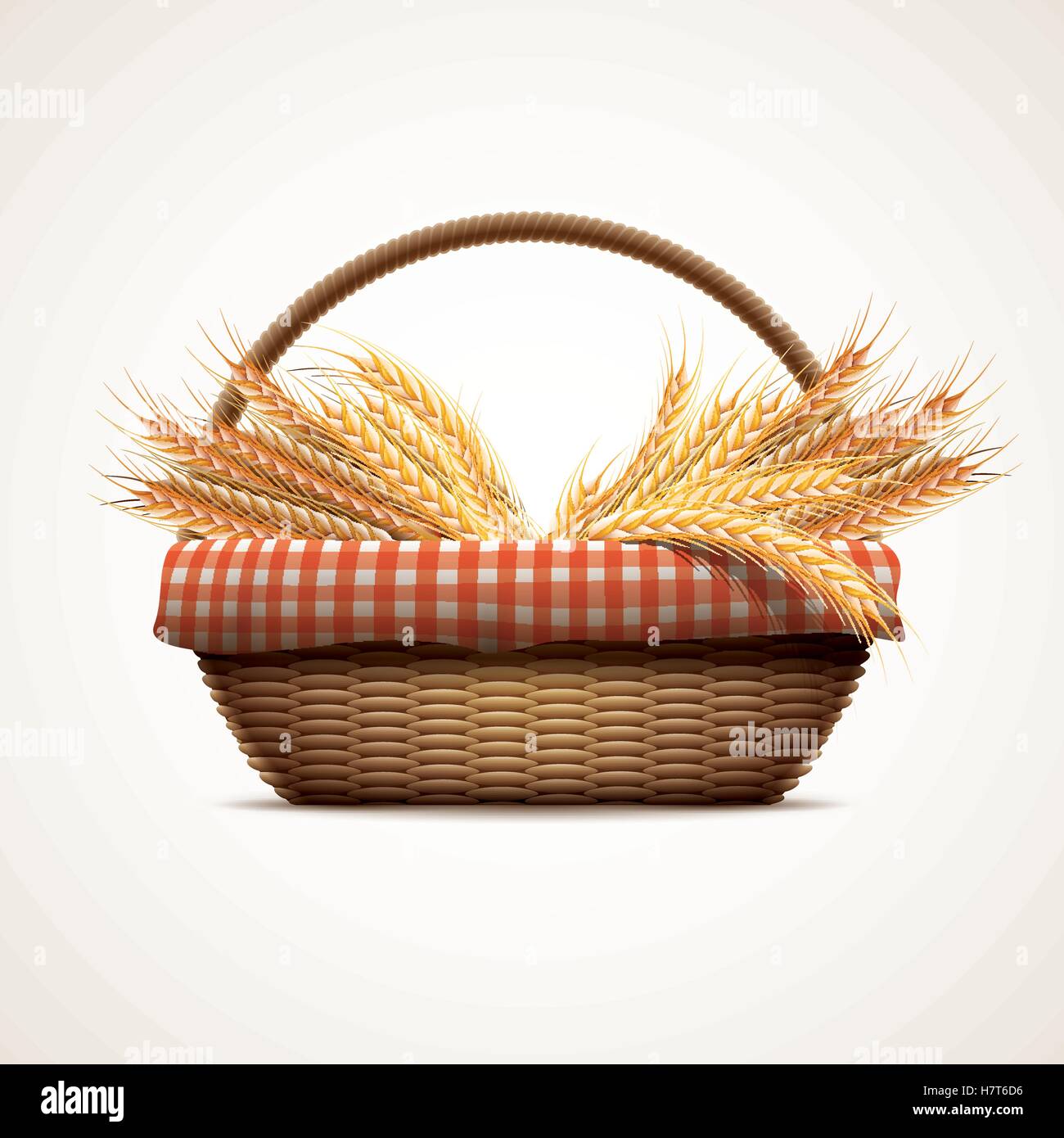 Wheat in wicker basket Stock Vector
