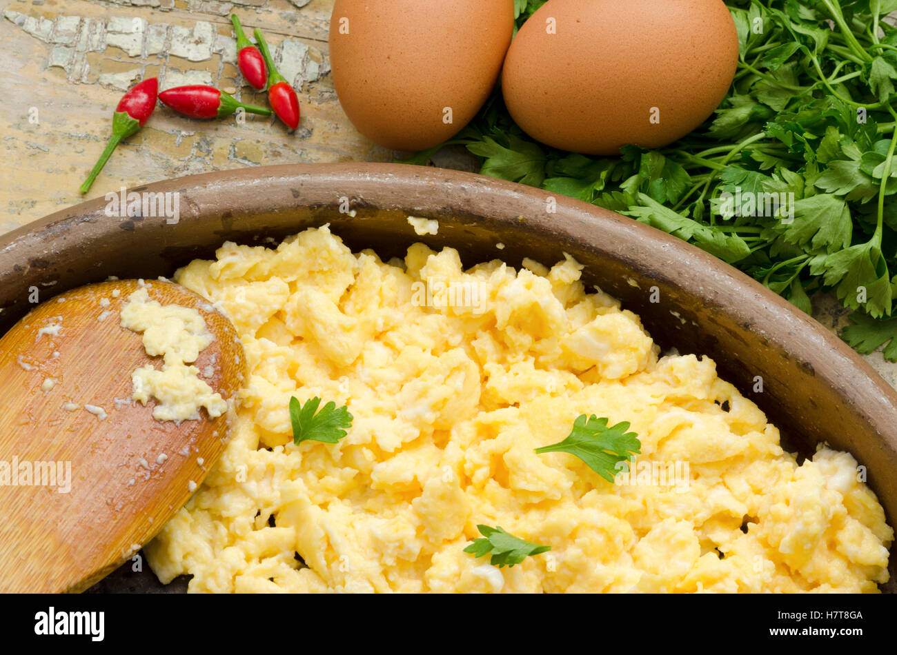 Eggs meal with parsley Stock Photo Alamy