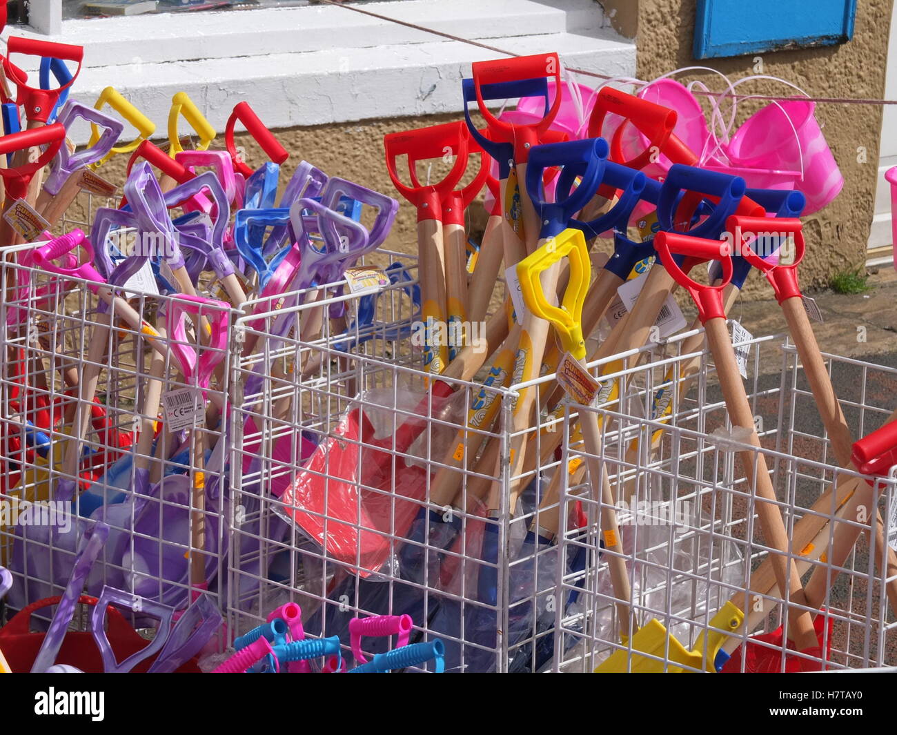 BUckets & spades for sale outside a Seahouses shop Stock Photo Alamy