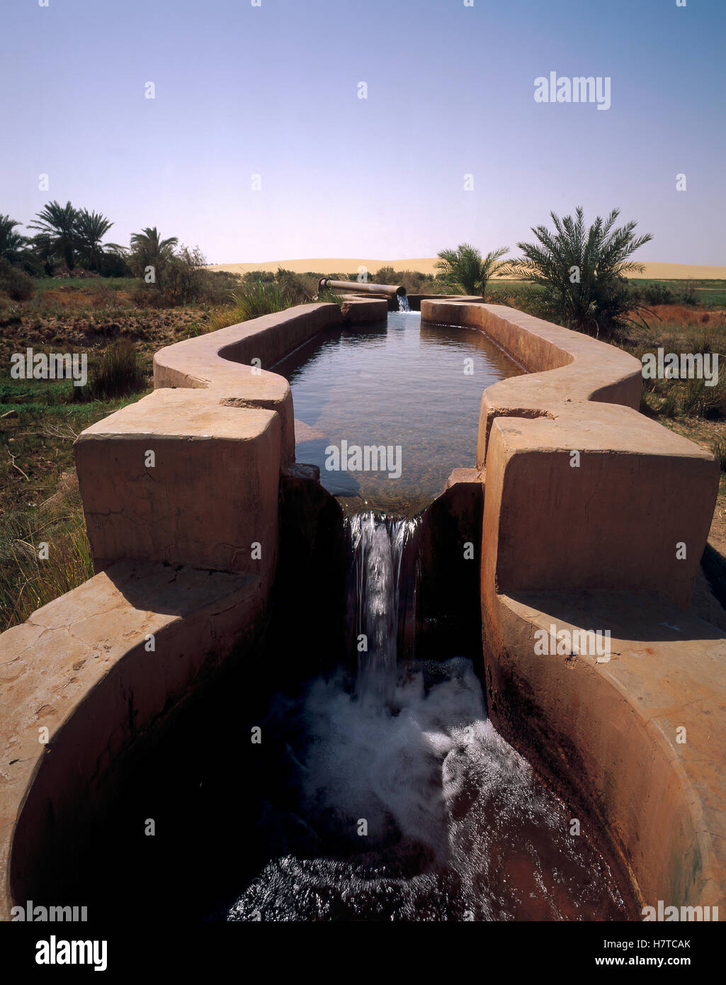 Water pump and viaduct in oasis, Oasis Dakhia, Sahara Desert, Egypt