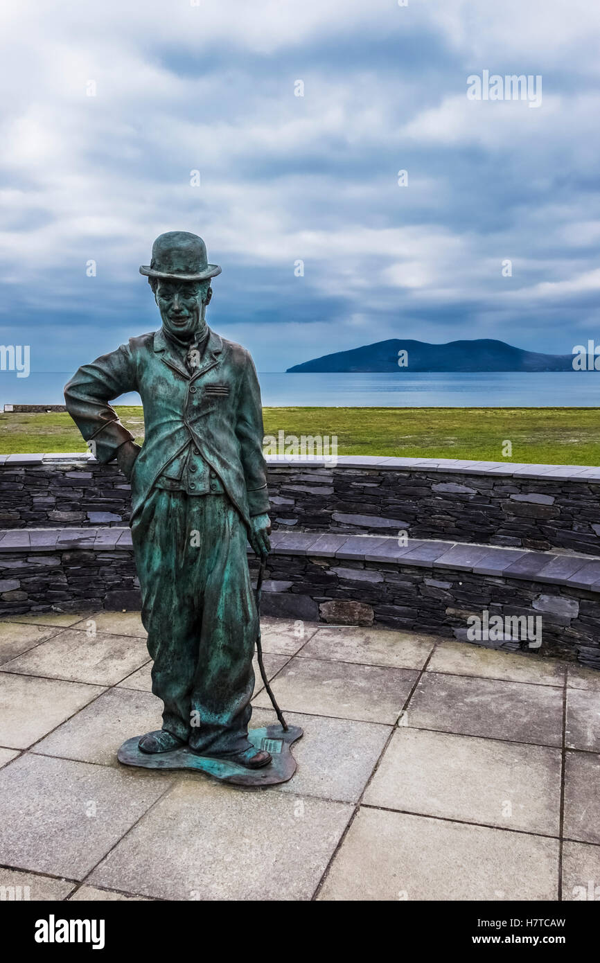 Bronze statue of Charlie Chaplin; Waterville, County Kerry, Ireland