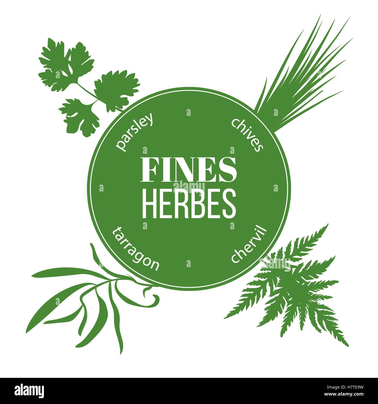 Fines herbes flat silhouettes Stock Vector