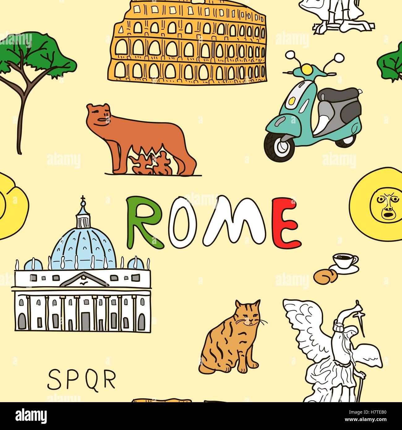 Color pattern set of Rome symbols Stock Vector