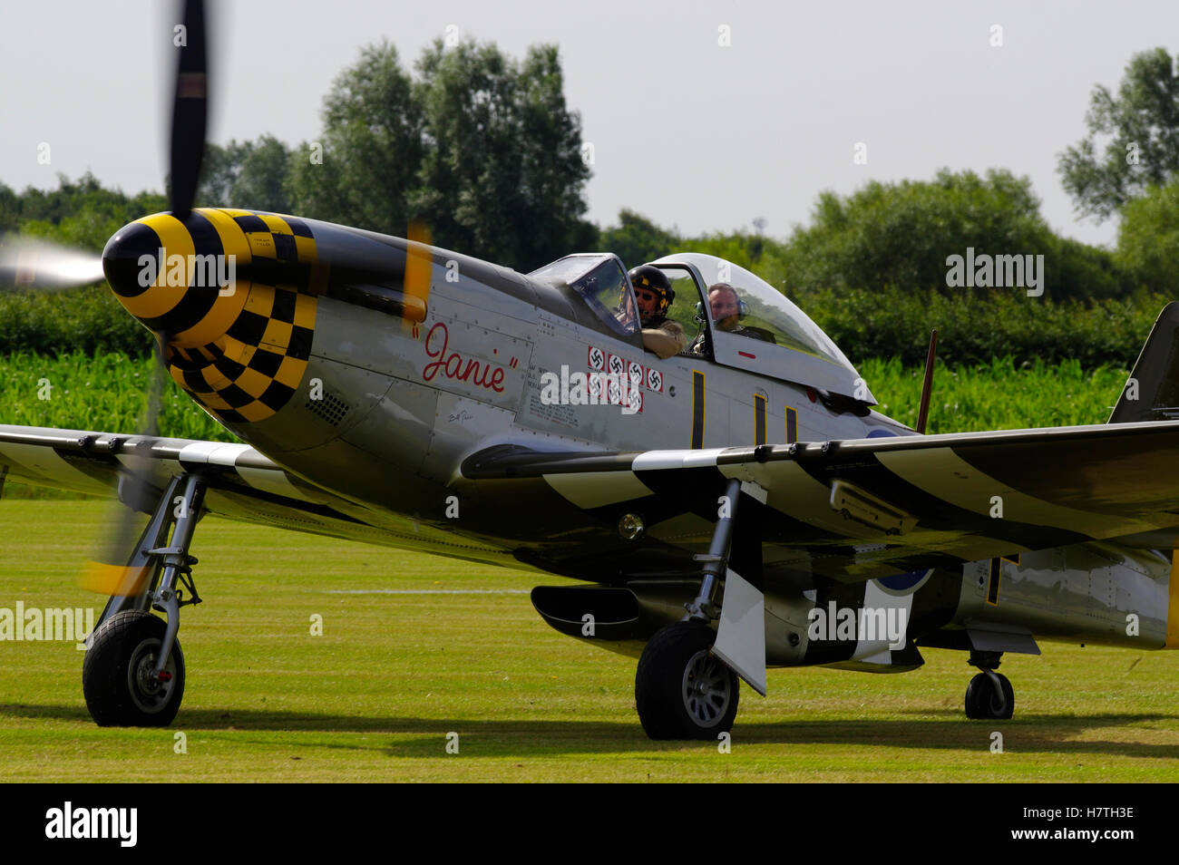 North American P-51 D Mustang 45-11518, G-CLNV, Janie, at East Kirkby, Stock Photo