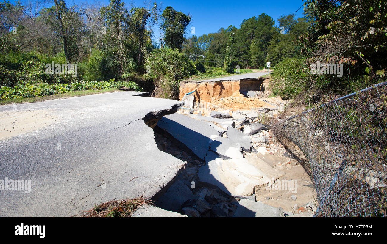 Road and utility pipes washed away near Raeford North Carolina after