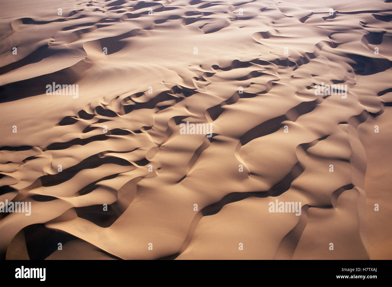 Aerial view of the Namib Desert showing large sand dunes, Namibia Stock Photo