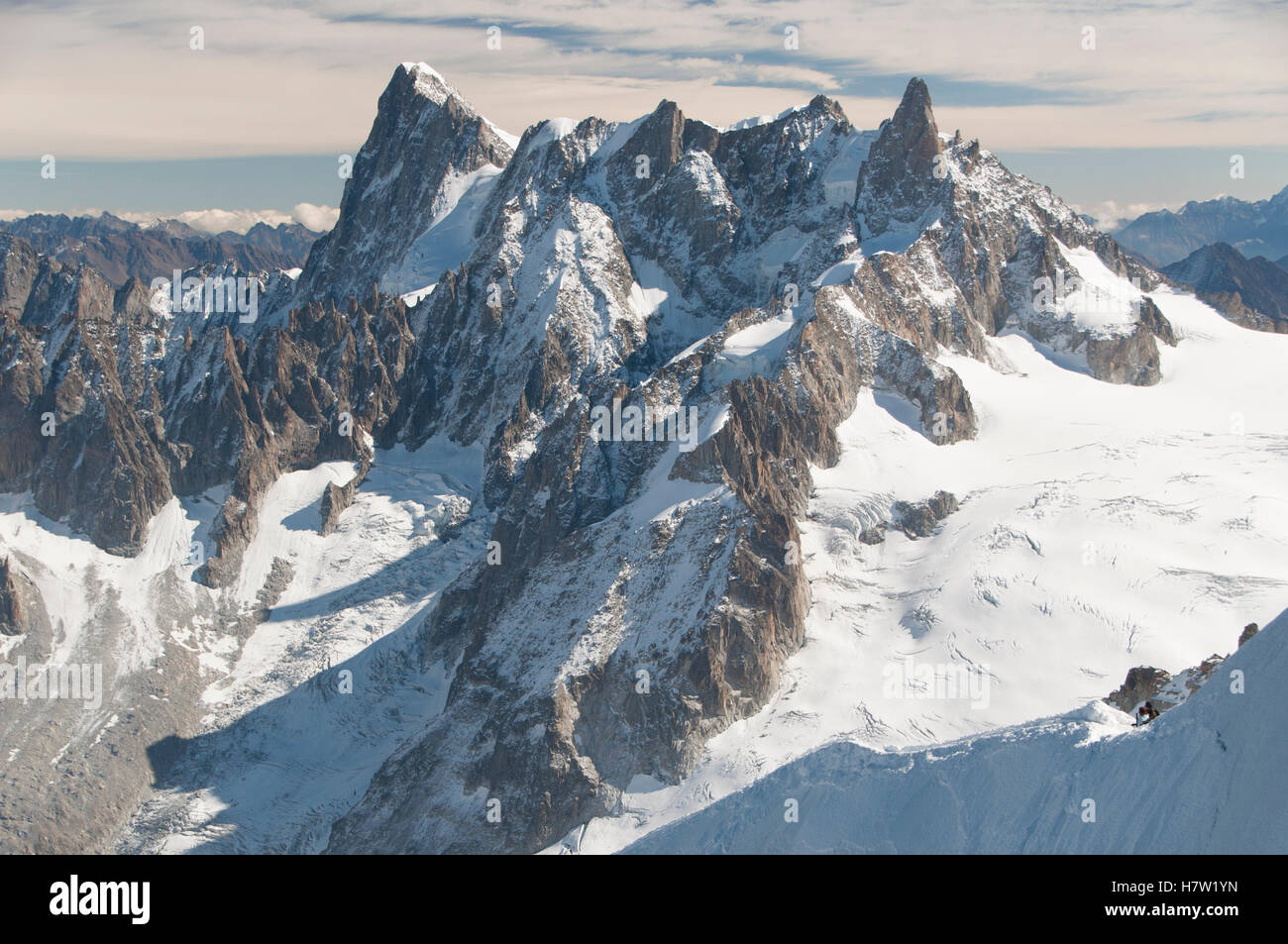Grandes Jorasses of the Mont Blanc massif, as viewed from the Aiguille du Midi, Chamonix-Mont-Blanc, France Stock Photo