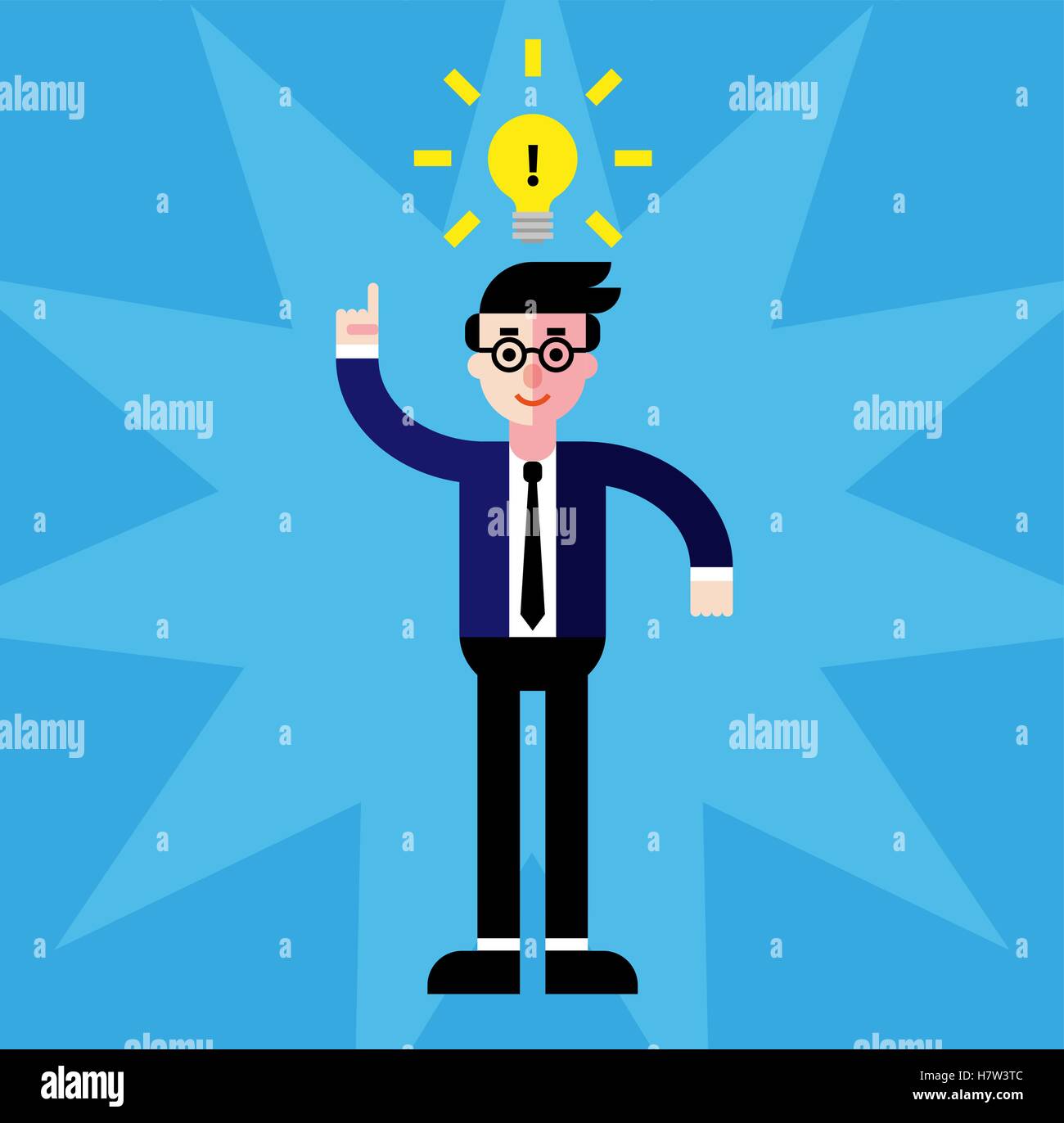 Flat vector illustration of business man with light bulb Stock Vector ...