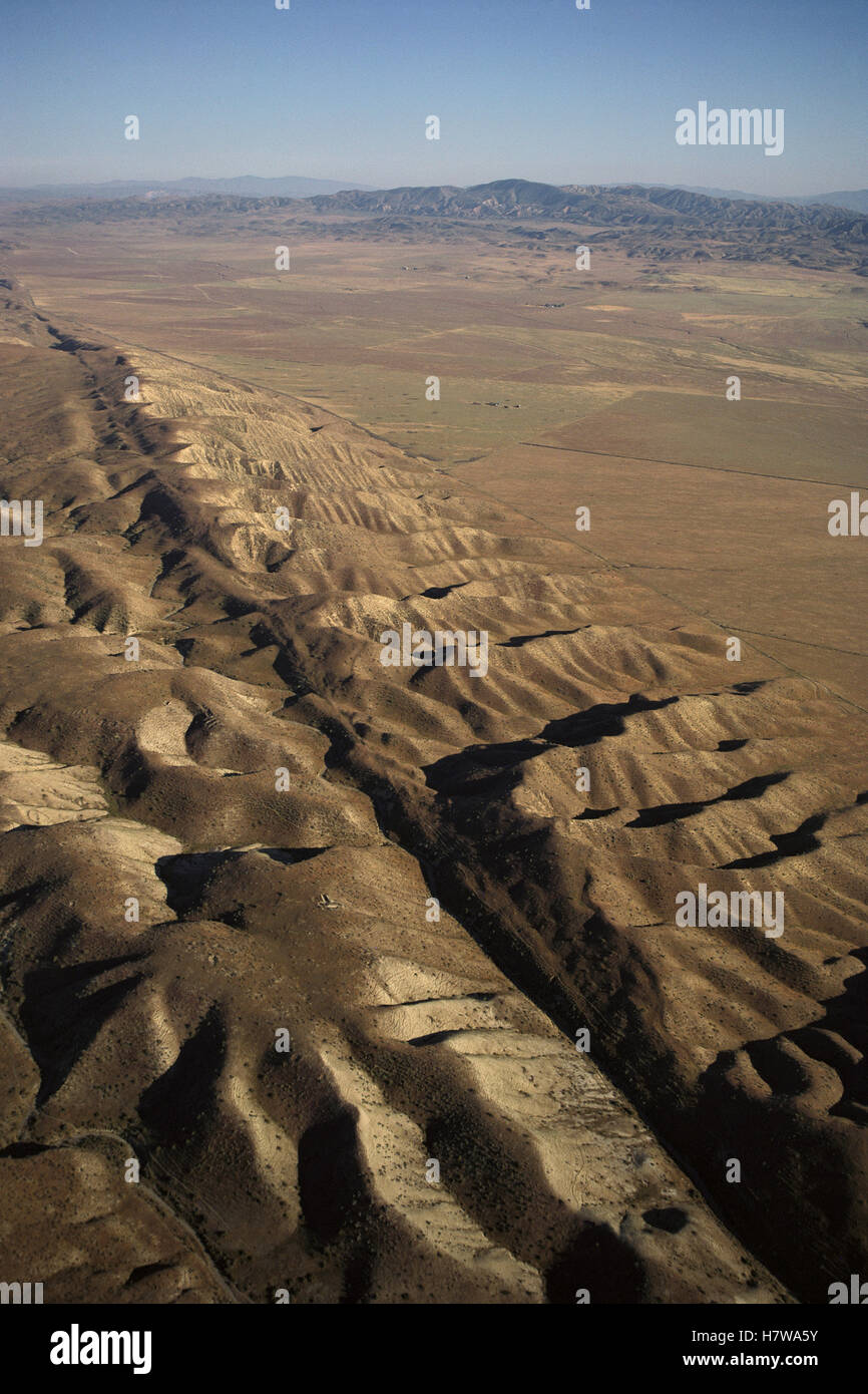 Aerial of the Carrizo Plain showing the San Andreas Fault, a geologic