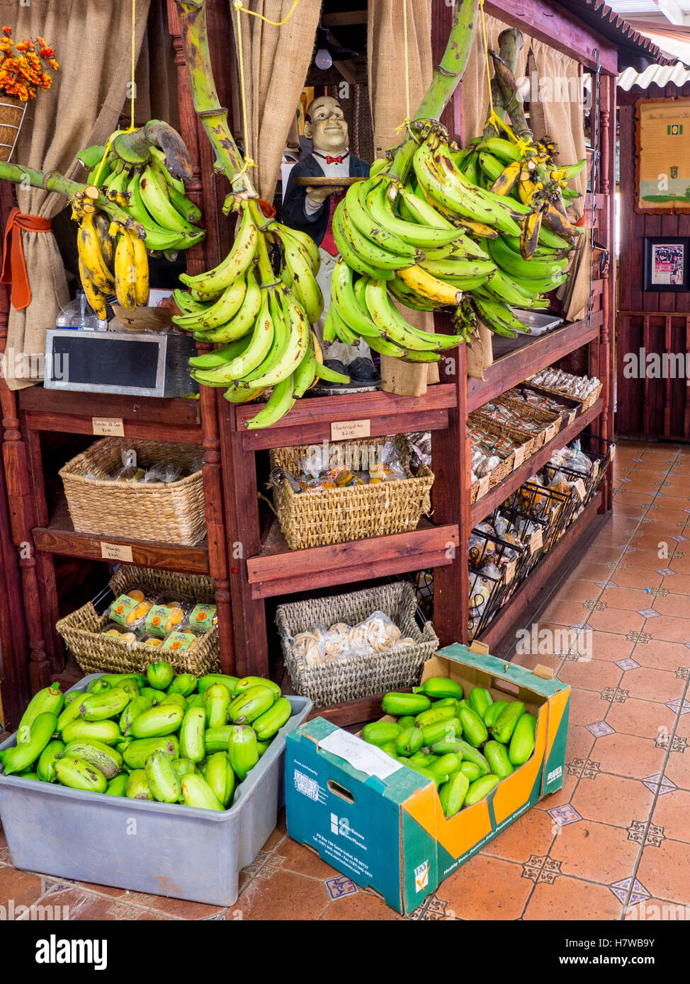Plantains on display at La Sombra Restaurant Puerto Rico Orocovis Stock