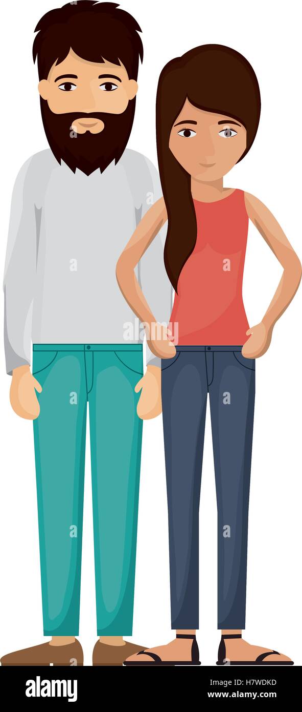 Woman and man cartoon icon. Couple relationship family love and romance ...