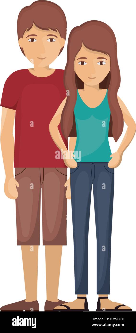 Woman and man cartoon icon. Couple relationship family love and romance ...