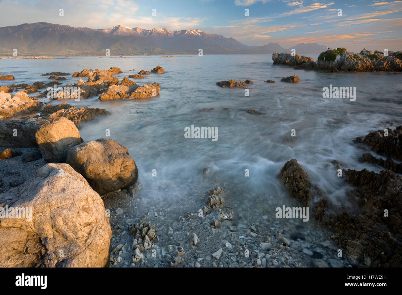 Shoreline at dawn, Kaikoura, South Island, New Zealand Stock Photo Alamy