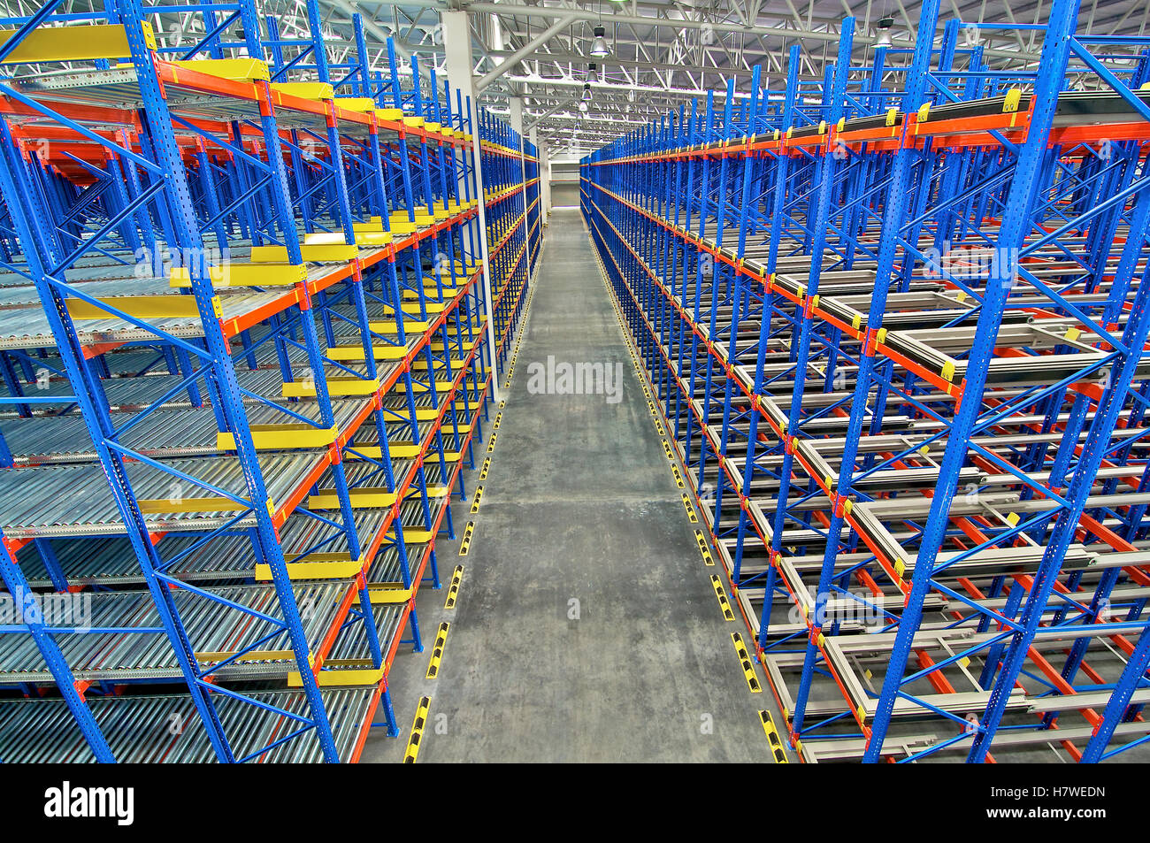 Warehouse  shelving  storage, metal, pallet racking system Stock Photo