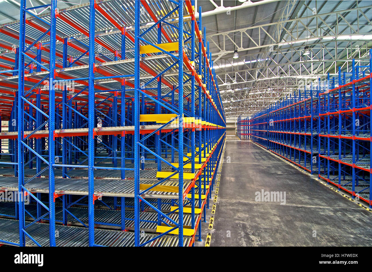 Warehouse Shelving Storage Metal Pallet Racking System Stock Photo Alamy