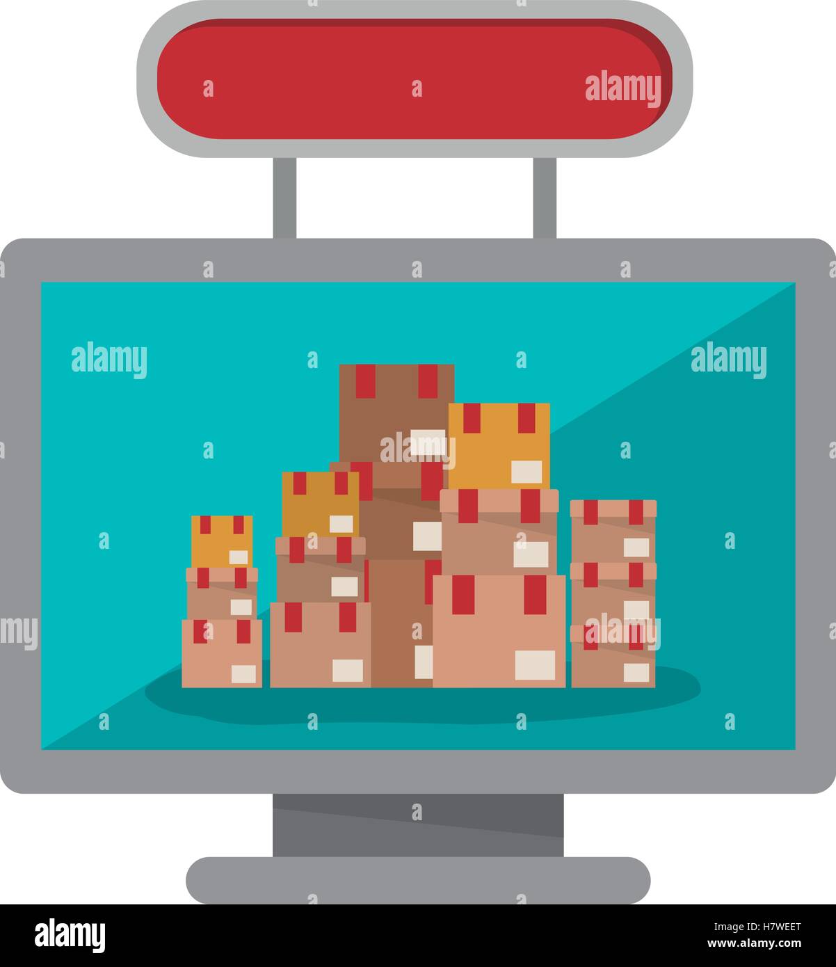 Package and computer icon. Delivery shipping logistic and distribution ...